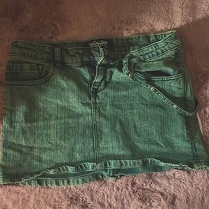 lip service green jean mini skirt